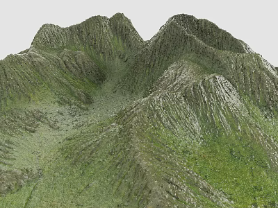 Natural Mountain Landscape With Rolling Terrain And Lush Green Vegetation 3d model