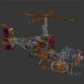 Colorful Building Blocks Helicopter Model With Assembled Rotor And Landing Gear