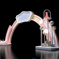 Pink And White Festive Arched Decoration With Top Signboard And Side Lights