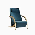 Elegant Modern Blue Velvet Accent Chair with Gold Metal Armrests and Sturdy Legs