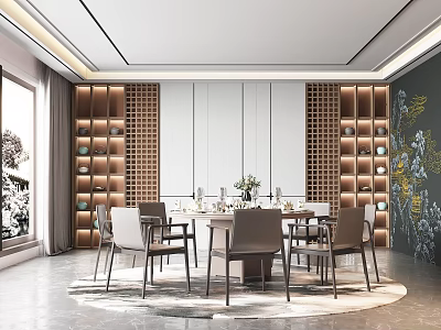 New Chinese Room Restaurant Box Room 3d model