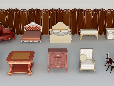 Classic Style Console Table And Side Cabinet In Elegant Living Room Furniture Collection 3d model