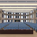 Modern Spacious Conference Room Interior With Neatly Arranged Seats And Large Projection Screen