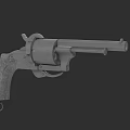 Vintage Revolver 3D Model With Metallic Finish And Textured Grip Barrel And Cylinder