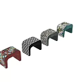 Decorative Sofa Stool with Colorful Parrot Floral Pattern and Green Velvet Frame