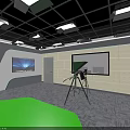 School Multimedia Studio With Green Screen Cameras Tripods Large Display And Lighting Setup