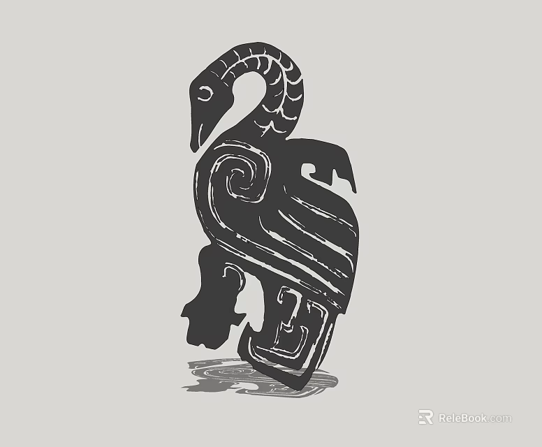 Abstract Decorative Bird Sculpture With Spiral Patterns And Claw Design 3d model 