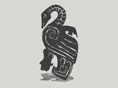 Abstract Decorative Bird Sculpture With Spiral Patterns And Claw Design 3d model
