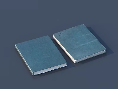 Two Hardcover Books With Blue Textured Covers Lying Flat on Surface 3d model