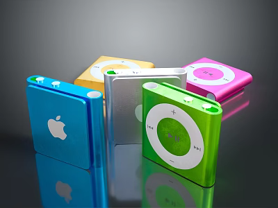 Apple Multicolor Portable Computer Devices With Square Design Circular Control Buttons And Logo 3d model