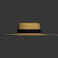 Stylish Wide Brim Straw Hat With Beige Color And Black Ribbon