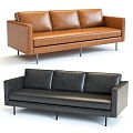 Modern leather three-seat sofa 3d model