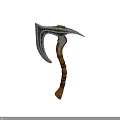Ornate Metal Sickle With Intricate Carved Blade And Wooden Handle Design