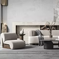 Quiet sofa tea table combination 3d model