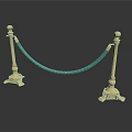 Architectural Golden Pillars With Spherical Top Decorations Green Rope Connecting And Decorative Bases