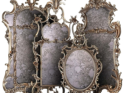 Victorian French European decorative mirror ornaments combination 3d model