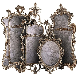 Victorian French European decorative mirror ornaments combination 3d model