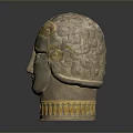 Medical Anatomical Head Teaching Model With Golden Decorative Elements And Structural Details 3d model