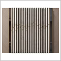 Modern Bedroom Accent Wall With Vertical Slats Golden Accents And Neutral Tones