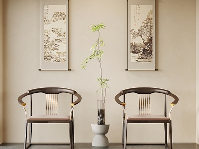 New Chinese Style Chair Single Chair Side Decorative Hanging Painting model