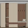 Modern Wooden Shoe Cabinet With Storage Hooks Bench And Lighting Design