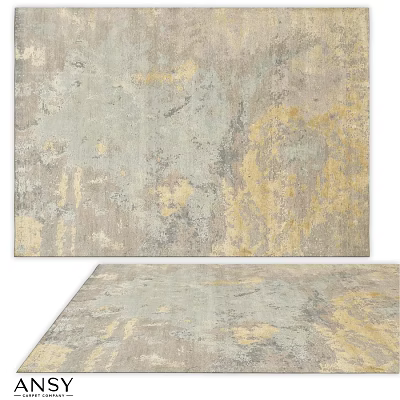 Modern Square Area Rug With Gray And Yellow Abstract Artistic Texture 3d model