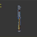Futuristic Metallic Weapon With Sleek Design Silver Brown And Blue Accents