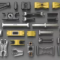Assorted Mechanical Parts With Metal Brackets And Plastic Components 3d model