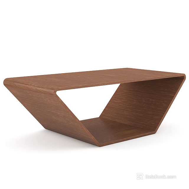 Modern Wooden Coffee Table With Geometric Structure And Open Hollow Design 3d model