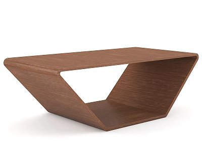 Modern Wooden Coffee Table With Geometric Structure And Open Hollow Design 3d model