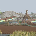 Modern Covered Bridge Viewing Grid Covered Bridge 3d model