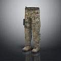 Camouflage Cargo Pants with Tactical Design and Military Style Boots 3d model
