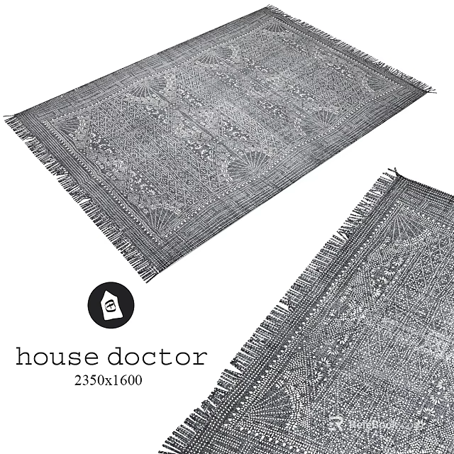 House Doctor 250x160 cm Decorative Rug With Fringe Edges And Intricate Pattern 3d model 