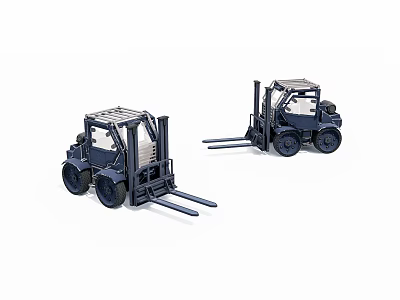 Small Blue Forklift Models With Front Forks And Black Wheels 3d model