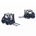 Small Blue Forklift Models With Front Forks And Black Wheels 3d model