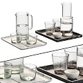 Modern Cup Tableware Restaurant Decoration Decorations Furnishings Water Cup Glass Kettle 3d model