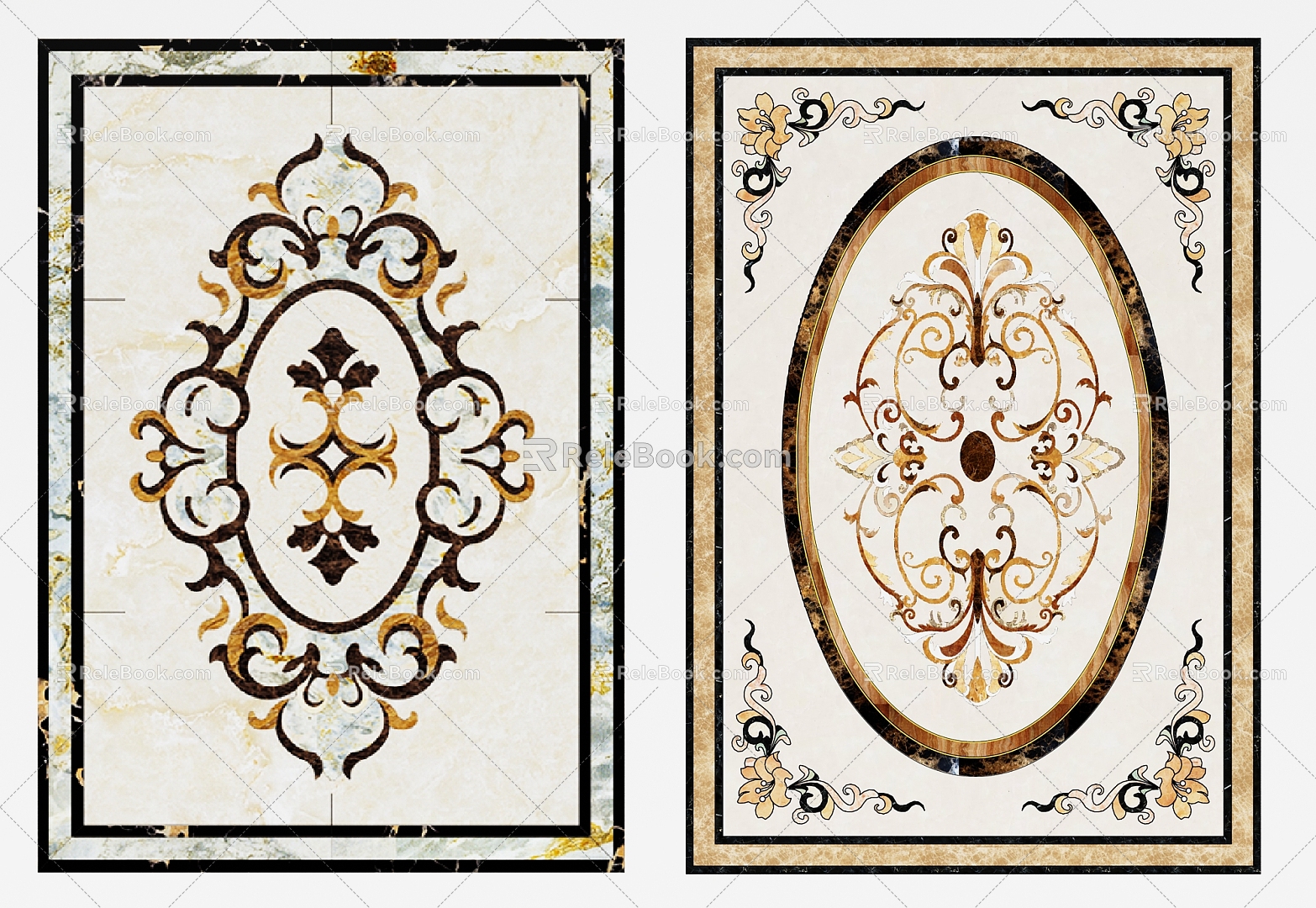 European-style tile floor parquet 3d model