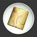 Delicious Yellow Cake Roll With Orange Decorations Served On White Plate 3d model