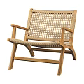 Woven Design Leisure Chairs With Wooden Frame In Gray And Beige Colors