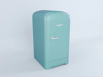 Light Blue Retro Refrigerator With Classic Design And Chrome Handle 3d model