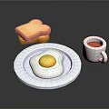 Fresh Morning Breakfast Plate With Fried Egg Toast And Coffee Cup