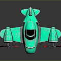 Futuristic Turquoise Spacecraft With Black Cockpit And Red Propellers For Cosmic Exploration