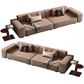 Modern Multi-person Sofa Living Room Sofa Leather Sofa Modular Sofa Combination Sofa Three-person Sofa Exploded Side-table Stainless Steel Side-table 3d model
