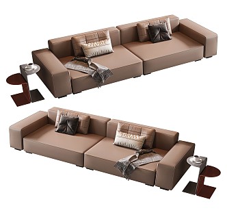 Modern Multi-person Sofa Living Room Sofa Leather Sofa Modular Sofa Combination Sofa Three-person Sofa Exploded Side-table Stainless Steel Side-table 3d model