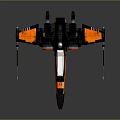 Orange And Black Cosmic Starfighter With Multiple Wings And Laser Spears