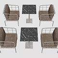 Elegant Modern Single Seater Sofa With Leather Upholstery Metal Frame And Marble Tabletop