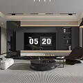 Modern Living Dining Room Interior With Beige Sofa Coffee Table Floor Lamp And Decorative Painting