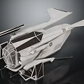 Futuristic Sci Fi Aircraft Model With Geometric Design White Body Solar Panels Dark Accents