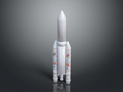 White Rocket Model With Side Boosters And Detailed Spacecraft Structure 3d model