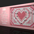 Pink LDO Display Screen With Heart Pattern Made Of Square Tiles